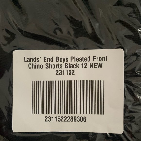 NWT LANDS' END BOYS PLEATED FRONT CHINO SHORTS BLACK 12 - Picture 5 of 6